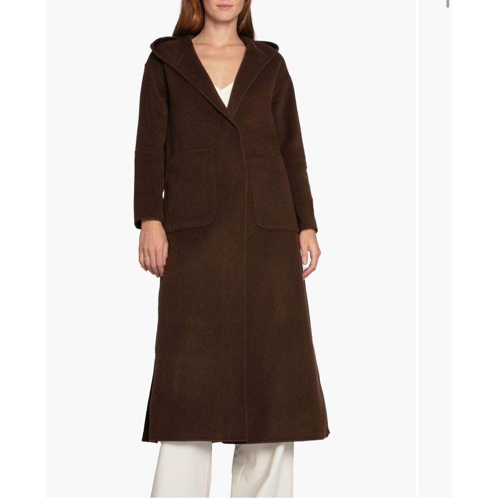 Belle & Bloom Walk My Way brown wool blend hooded coat size S NWT